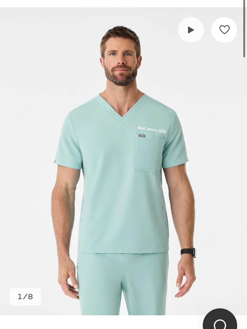 Figs Leon scrub top size Medium in Seaglass